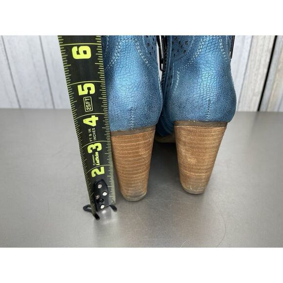 Naughty Monkey Boots Heeled Booties Bright Blue Diamond Perforated Size 7.5 - Picture 4 of 7